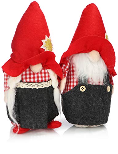 com-four® 2X Premium Weihnachts-Wichtelpaar Gr.M für die Weihnachtsdeko, Alpine Figuren als winterliche Dekoartikel, Niedlicher Kantenhocker als Raumschmuck oder Geschenk von com-four