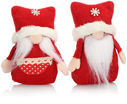 com-four® 2X Premium Weihnachts-Wichtelpaar Gr.S für die Weihnachtsdeko, Nordpol-Figuren als winterliche Dekoartikel, Niedlicher Zwerg mit Doppelzippfelmütze von com-four