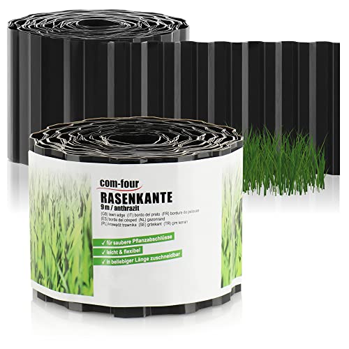 com-four® 2X Rasenkante 10 x 900 cm aus Kunststoff - Flexible Beeteinfassung für Rasen, Blumenbeet oder als Mähkante - Grasabschluss, Länge individuell anpassbar - Beetumrandung von com-four