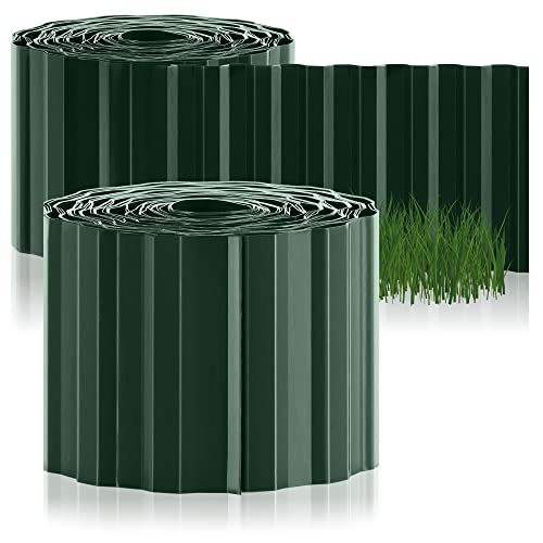 com-four® 2X Rasenkante 10 x 900 cm aus Kunststoff - Flexible Beeteinfassung für Rasen, Blumenbeet oder als Mähkante - Grasabschluss, Länge individuell anpassbar - Beetumrandung von com-four
