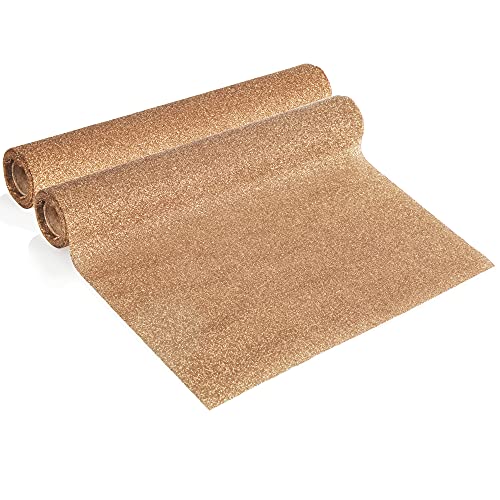 com-four® 2X Tischläufer Weihnachten - Dekoratives Tischband mit Glitzer - Tischdeko aus Polyamide - Dekostoff 28 x 250 cm (2 Stück - champagnerfarben) von com-four
