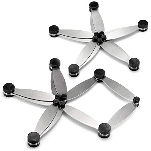 COM-FOUR® 2X Topfuntersetzer - Pfannenuntersetzer aus Edelstahl - Untersetzer größenverstellbar für Töpfe, Pfannen, Auflaufformen und Bräter (2 Stück) von com-four
