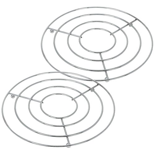 com-four® 2X Topfuntersetzer aus Metall - runder Untersetzer für Töpfe, Pfannen oder Teekannen - Ø 20 cm (2 Stück - silberfarben) von com-four