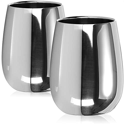 com-four® 2x Trinkbecher aus Edelstahl - Hochglanz Weinbecher 200 ml - Premium Edelstahl-Becher To Go - Thermobecher doppelwandig & BPA-frei (2 Stück - 200ml Hochglanz) von com-four