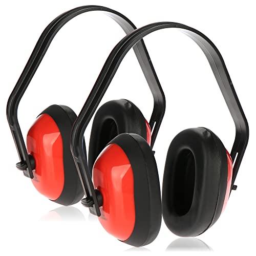 com-four® 2X Verstellbarer Kapselgehörschutz nach EN 352-1 - Ohrenschützer für Erwachsene - ideal für alle Lärmsituationen - dämmt Geräusche effektiv um bis zu 23 dB (2 Stück - schwarz/rot) von com-four