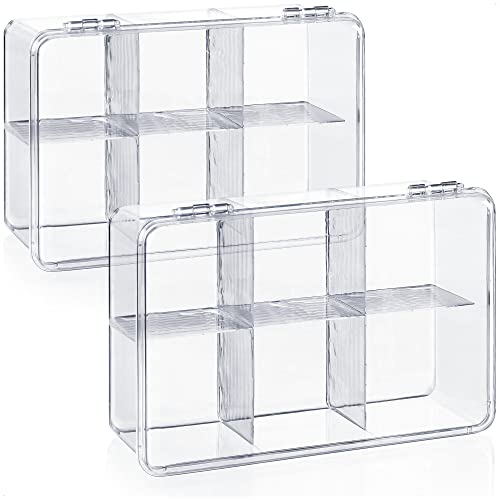 com-four® 2x Aufbewahrungsbox für Tee und Teebeutel - Teebox aus transparentem Kunststoff mit 6 Fächern - Teekiste zur Teeaufbewahrung (2 Stück - ohne Aufschrift) von com-four