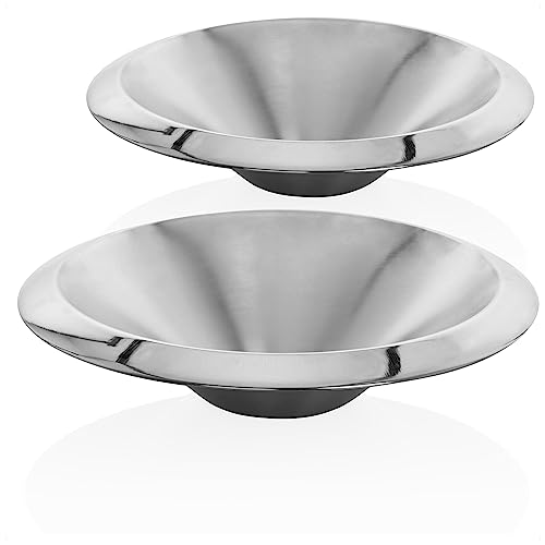 com-four® 2x Edelstahlschüssel - Schüsselset aus Edelstahl - Dekoschalen - Flache Servierschüsseln aus Metall - Obstschalen - Raumdekoration (2 Stück - 30 x 8 cm) von com-four