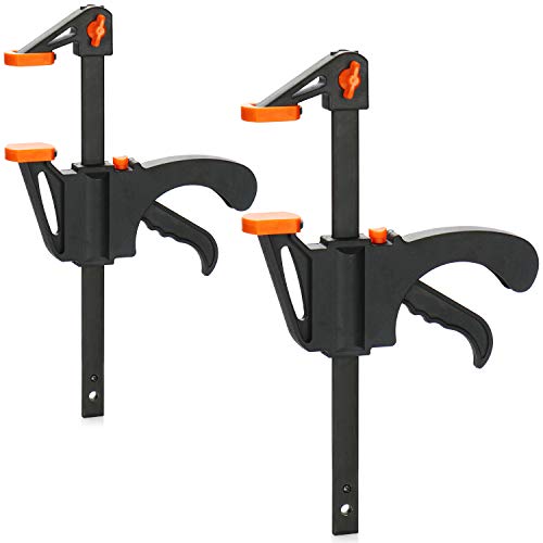 com-four® 2x Einhandzwinge - Zwingen - Schnellspannzwingen Set für Handwerker - Schraubzwinge - Handzwinge zum Spannen und Klemmen mit einer Hand (15cm Spannweite) von com-four