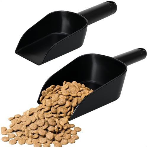 com-four® 2x Futterschaufel zum Portionieren von Tierfutter (23 cm | 26,5 cm) – Sackschaufel aus Kunststoff - Messschaufel für Haustiere – Abwiegeschaufel für Futter und Saatgut von com-four