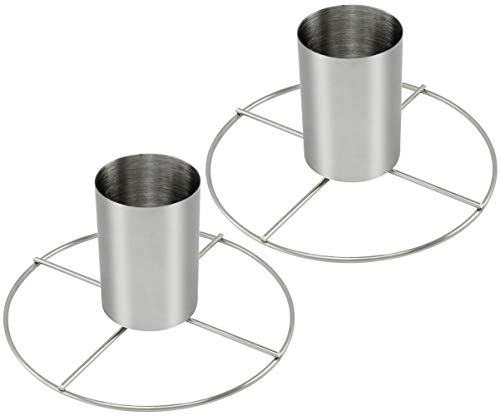 com-four® 2x Hähnchenbräter aus Edelstahl - Hähnchengriller mit Aromabehälter - Grillbräter zum Garen von ganzen Hähnchen im Ofen oder auf dem Grill (02 Stück - mit Aromabehälter) von com-four