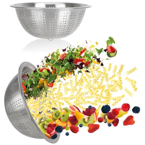 com-four® 2x Küchensieb aus Edelstahl - klassisches Nudelsieb - Durchschlag zum Waschen von Obst, Gemüse und Salat - Seiher - rundes Abtropfsieb - Küchenzubehör aus Metall (2 Stück - Ø 28cm) von com-four