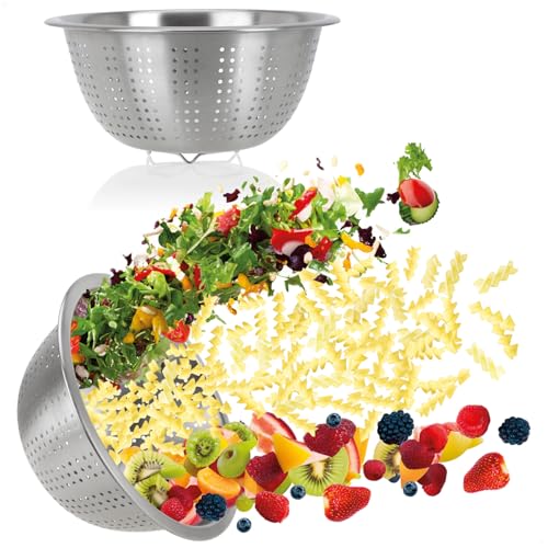 com-four® 2x Küchensieb aus Edelstahl - klassisches Nudelsieb - Durchschlag zum Waschen von Obst, Gemüse und Salat - rundes Abtropfsieb - Seiher - Küchenzubehör aus Metall (2 Stück - Ø 24cm) von com-four