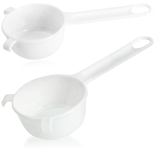 com-four® 2x Küchensieb aus Kunststoff - Puderzuckersieb - Feinmaschiges Sieb zum Backen - Mini Sieb für Tee, Kaffee, Kakao (2 Stück - weiß) von com-four
