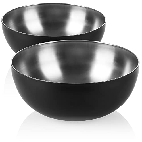 com-four® 2x Rührschüssel aus Edelstahl und schwarzer Außenbeschichtung als Salatschüssel, Obstschalschüssel oder einfach als Dekoschale verwendbar. (2 Stück - Ø 24cm schwarz) von com-four