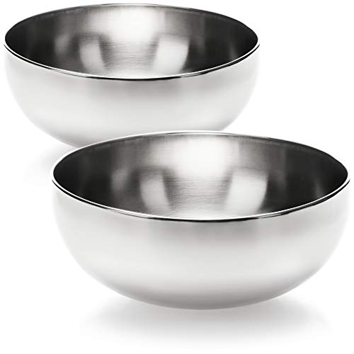 com-four® 2x Salatschüssel aus Edelstahl - Schüssel Set - Rührschüssel - Obstschale - Metallschüssel - Edelstahlschüssel - Servierschüssel - Deko Schale (2 Stück - Ø 24cm) von com-four
