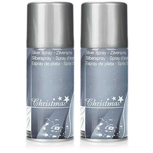 com-four® 2x Silberfarbenes Sprühlack-Set - Metallic-Spray für kreative Dekorationen und Bastelprojekte - Silberspray für Weihnachts- und Alltagsdeko (2 Stück - Spray/silberfarben) von com-four