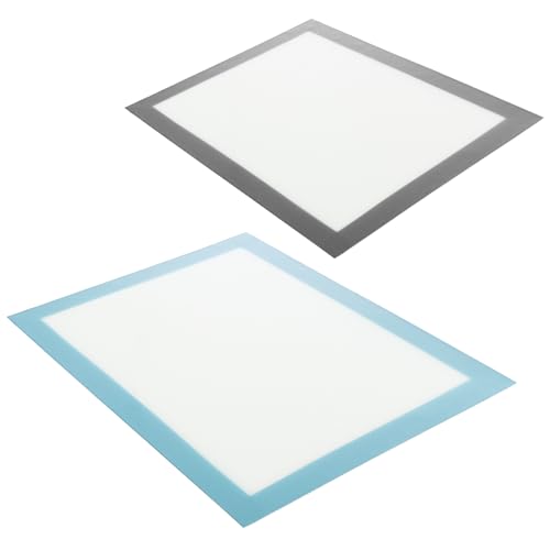 com-four® 2x Silikon Backmatte wiederverwendbar - Dauerbackmatte für Backofen bis 220 °C - Backmatte beidseitig beschichtet - 30 x 40 - grau/blau (2 Stück - grau/blau) von com-four