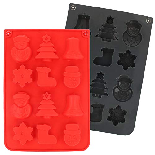 com-four® 2x Silikon Formen für Pralinen - Pralinenformen für Weihnachten - Backform aus Silikon für Pralinen, Bonbons oder Eiswürfel [Auswahl variiert] (02 Stück - Weihnachten) von com-four