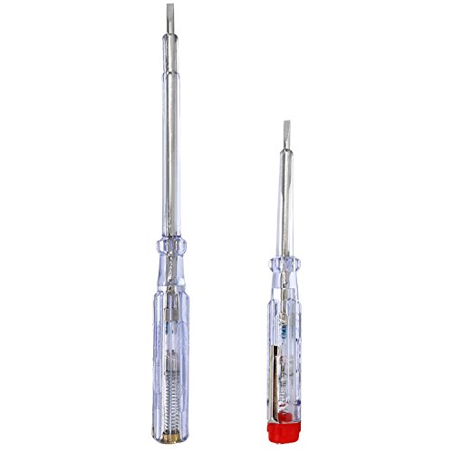 com-four® 2x Spannungsprüfer mit Glimmlampe - Stromprüfer für 110–250 V AC - Phasenprüfer mit Vorwiderstand - 14 cm & 19 cm - Prüfgerät Schraubendreher (2 Stück - Spannungsprüfer 14/19cm) von com-four