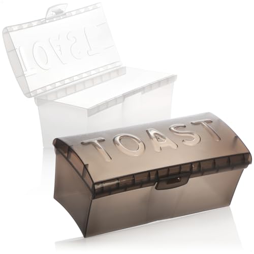 com-four® 2x Toastbrotbox - Frischhaltedose für Toast, Brotleibe und Brötchen - Brotkasten - Aufbewahrungsbox für Lebensmittel - Toast-Box aus transparentem Kunststoff (2 Stück - weiß/grau) von com-four