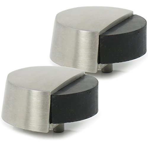 com-four® 2x Türstopper aus satiniertem Edelstahl, Bodentürstopper mit Gummipuffer und Befestigungsmaterial, 5,3 x 5 x 3 cm (Edelstahl satiniert 5.3 cm - 02 Stück) von com-four