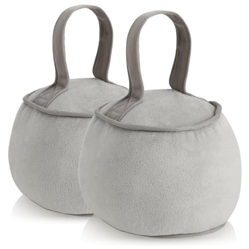com-four® 2x Türstopper mit Griff - extra schwer - 1,8 kg Türhalter mit verstärkten Nähten - funktionelles Wohnaccessoire - runder, weicher Bremsklotz für Fenster und Türen (Rund - grau 2x) von com-four