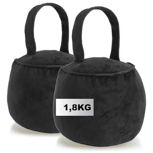 com-four® 2x Türstopper mit Griff - extra schwer - 1,8 kg Türhalter mit verstärkten Nähten - funktionelles Wohnaccessoire - runder, weicher Bremsklotz für Fenster und Türen (Rund - schwarz 2x) von com-four