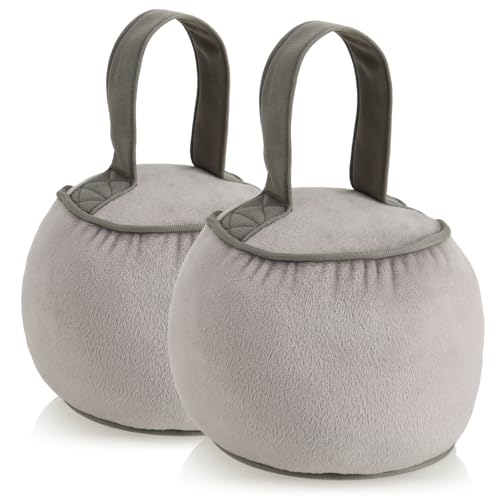 com-four® 2x Türstopper mit Griff - extra schwer - 1,8 kg Türhalter mit verstärkten Nähten - funktionelles Wohnaccessoire - runder, weicher Bremsklotz für Fenster und Türen (Rund - taupe 2x) von com-four