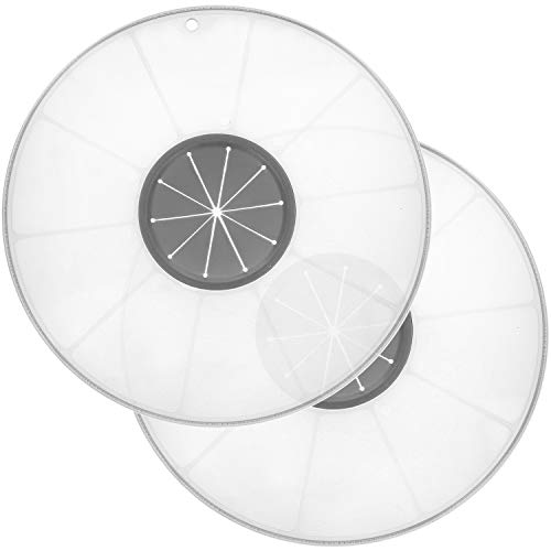 com-four® 2x Universal Spritzschutzdeckel für Rührschüsseln - ideal zum Backen und Pürieren - verhindert Spritzflecken in der Küche (02 Stück - Ø 30 cm grau) von com-four