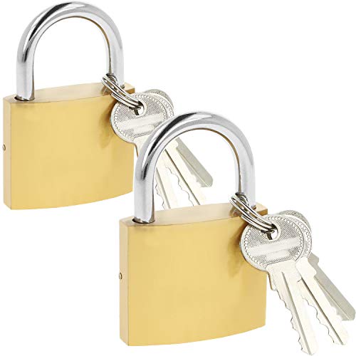 com-four® 2x Vorhängeschloss aus massivem Metall - Sicherheitsschloss mit 3 Schlüssel - Vorhangschloss mit gehärtetem Bügel von com-four