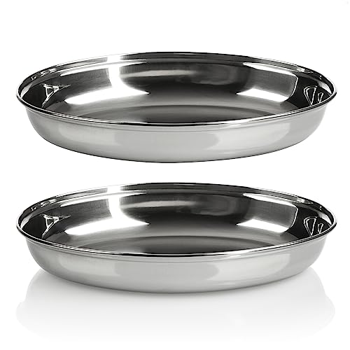 com-four® 2x ovale Schale - Serviergeschirr aus Metall für Mezze oder Antipasti - Schalen als Ablage - Glänzende Dekoschale zum Präsentieren von Obst und Snacks (2x 26 cm) von com-four