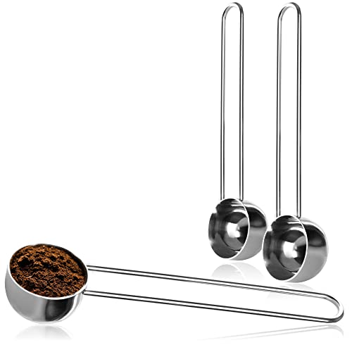 COM-FOUR® 3x Kaffeemaßlöffel aus rostfreiem Edelstahl - Dosierlöffel für Tee, Kaffee, Cappuccino, Kakao und Espresso - Messlöffel mit Drahtgriff, einfache Dosierung (silberfarben - 25ml) von com-four