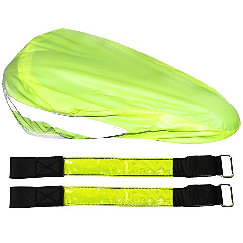 com-four® 3-teiliges Fahrrad-Reflektor Set mit Sattel-Schutzbezug und LED-Bändern mit Reflektor-Streifen (3-teilig - Fahrrad-Reflektor-Set) von com-four