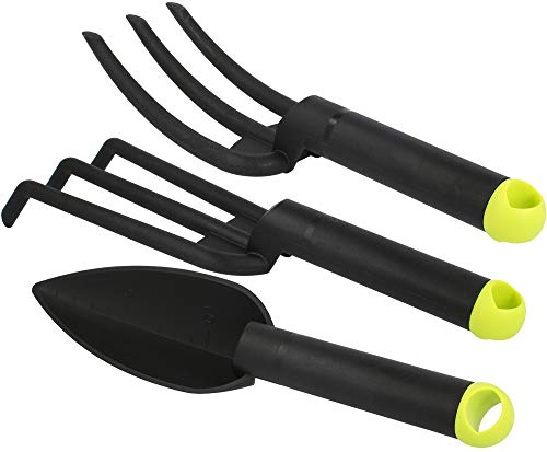 com-four® 3-teiliges Premium Garten-Werkzeug Set - Klein-Grubber, Blumen-Kelle und Blumen-Gabel - für Garten und Balkon (03-teilig - Set 1) von com-four