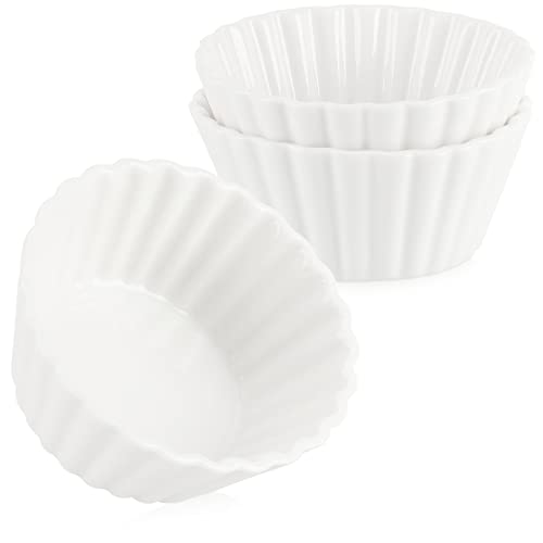 com-four® 3-teiliges Servierset - kleine, weiße Servierschälchen - fein gerippte Keramikschälchen für Vor- und Nachspeisen (3 Stück - rund/fein gerippt) von com-four