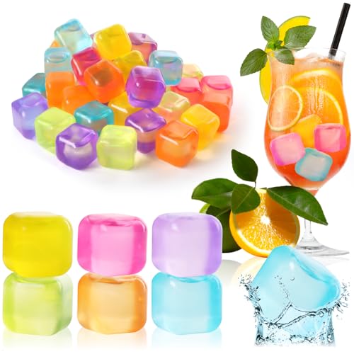 com-four® 30x wiederverwendbare Eiswürfel in tollen Farben, Party-Eiswürfel zum Kühlen von Getränken von com-four