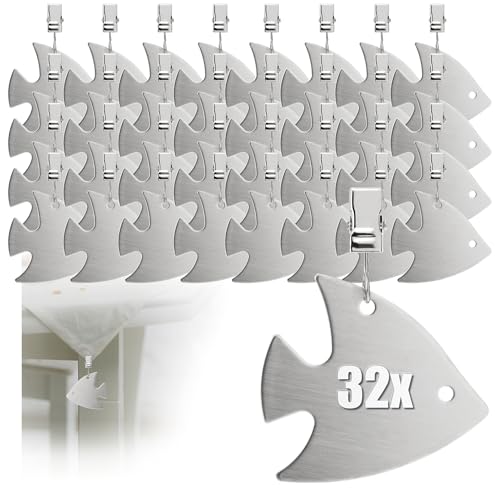 com-four® 32x Tischdeckenbeschwerer - Tischtuchgewichte aus rostfreiem Edelstahl - Tischtuchklammer - jeweils ca. 40g - Tischdeckenklammern von com-four