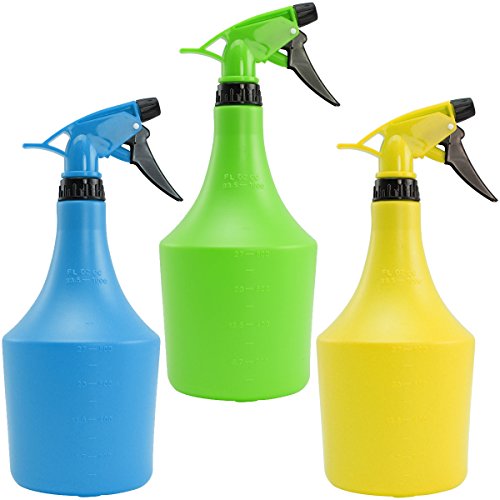 com-four® 3x Blumensprüher - Sprühflasche zur Bewässerung von Pflanzen - Wassersprühflasche zum Wasserzerstäuben und zur Schädlingsbekämpfung [Auswahl variiert] (3 Stück 1.0L bunt) von com-four