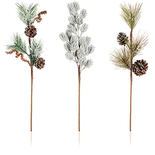 com-four® 3X Deko-Gesteck, dekorative Zweige als tolle Weihnachtsdekoration, schöner Raumschmuck, verschönert Geschenke auch für Kränze und Blumenarrangements DIY (silberfarben - sehr groß) von com-four