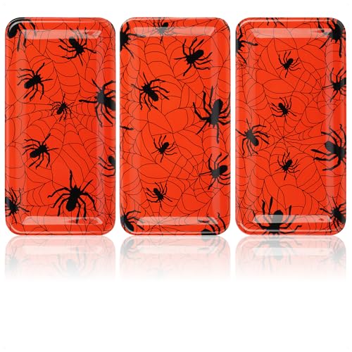 com-four® 3X Dekoteller Halloween - dekorative Tabletts mit tollen Gruselmotiven - Schale für Halloween und Motto-Party als Raumdekoration (3 Stück - Spinne) von com-four