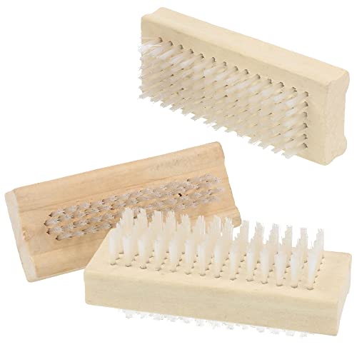 com-four® 3X Handbürste - Nagelbürste aus Holz - Handwaschbürste doppelseitig - Reinigungsbürste für Hände und Fingernägel (3 Stück - Hellbraun) von com-four