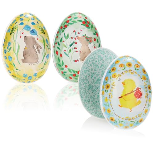 com-four® 3X Osterei zum Befüllen - Bunte Fülleier für Ostern - Papp-Eier zur Oster-Dekoration - Geschenkbox Design Mr. & Mrs. Panda - Oster-Überraschung [Auswahl variiert] von com-four