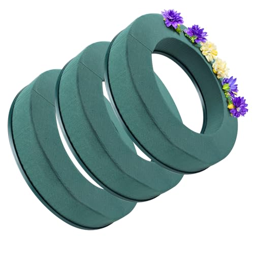 com-four® 3X Steckmasse für Blumengestecke in Ringform - Steckschaum für Frischblumen - Steckschwamm zum Basteln für Hochzeit, Ostern und Geburtstag (03 Stück - Ring) von com-four