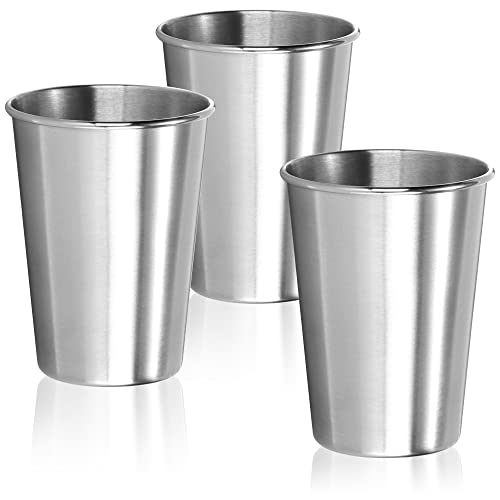 com-four® 3x Edelstahl-Trinkbecher - leichter Becher aus Edelstahl 304 - Campingbecher 300 ml - Reisebecher bruchsicher und BPA-frei von com-four