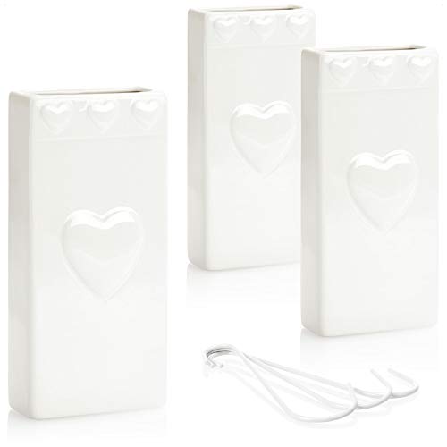 com-four® 3x Luftbefeuchter Heizung - Heizkörper Luftbefeuchter mit Herzmuster - Heizung Wasserverdunster aus Keramik (weiß - Herz) von com-four