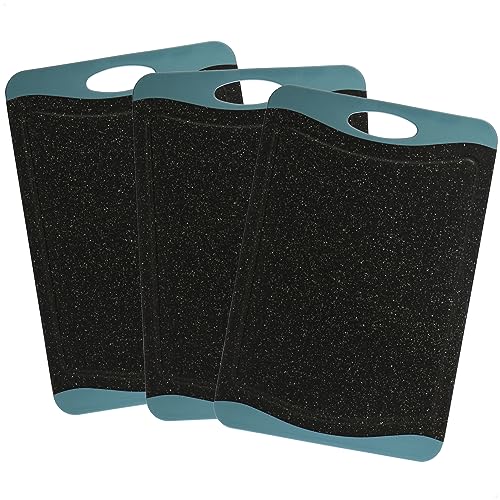 com-four® 3x Schneidebrett aus PP-Kunststoff - Küchenbrett mit Saftrinne - Robustes Hackbrett für die Küche - Schneidbrett spülmaschinenfest (03 Stück - Granitoptik) von com-four