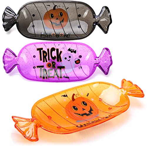 com-four® 3X Snackschale Halloween - Snack-Teller aus Kunststoff im Bonbon-Design - Party-Geschirr für Halloween und Motto-Party (3 Stück - Schale - bunt) von com-four