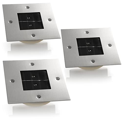 com-four® 3x Solarleuchte für Außen - Gartenleuchte für den Boden - Wegeleuchte - Solarlampe - 8 Stunden Laufzeit (03 Stück - eckig) von com-four