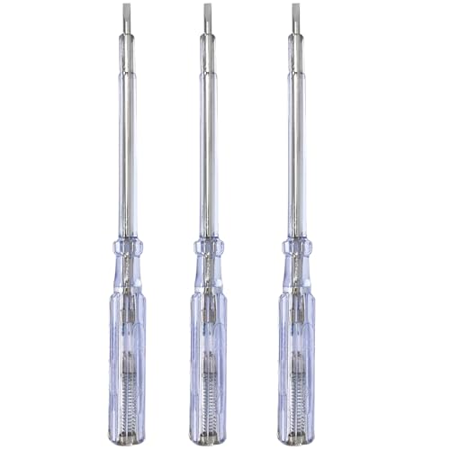 com-four® 3x VDE Spannungsprüfer - Schlitz Phasenprüfer mit Schraubenzieher - Stromprüfer Multitool - 19 cm (3 Stück - Spannungsprüfer 19cm) von com-four