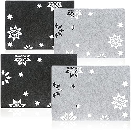 com-four® 4-teiliges Platzset Sterne - Filz-Platzmatten, abwischbar für Winter und Weihnachten - modernes Tischset aus Filz - Geschirrunterlage im Sternen-Design (Tischset 4 Stück - Sterne - 2 Farben) von com-four